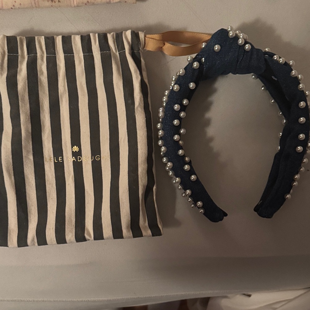Lele sadoughi Navy Pearl-Embellished Headband